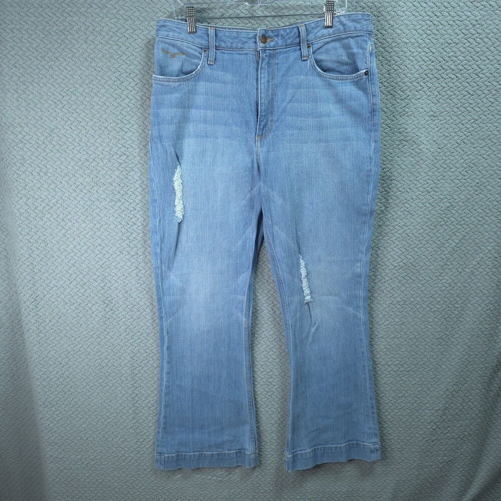 Kimes Ranch Jennifer Jeans Women Trouser 14 (36x30)Blue Flare Leg Western Rodeo